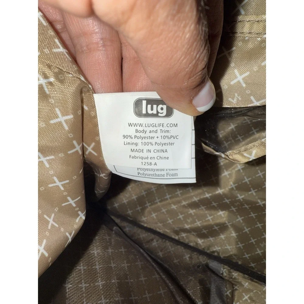 LUG‎ Avion Brown Gold Glitter Large Quilted Shoulder Tote Travel Bag NWOT